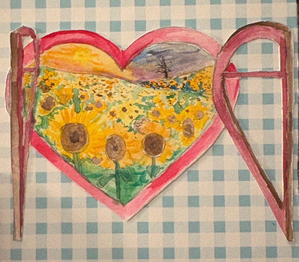 Watercolor sunflower feild